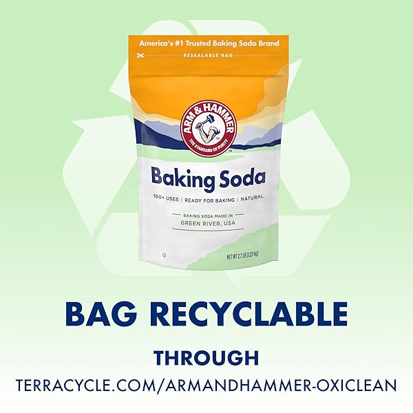 ARM & HAMMER BAKING SODA MADE IN USA, IDEAL FOR BAKING, PURE & NATURAL, 2.7LB BAG