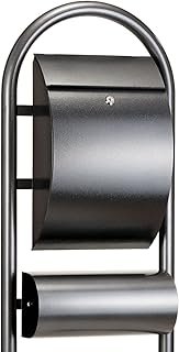 Zelsius Standbriefkasten, Rundbogen Briefkasten aus Stahl in Hammerschlagoptik, mit Zeitungsrolle/Zeitungsfach, abschließbar, Postkasten, Designer Mailbox, Hammerschlag Design