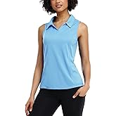COOrun Women's Golf Polo Shirts Sleeveless Quick Dry Tennis T-Shirts Lightweight V-Neck with Collar Tank Top