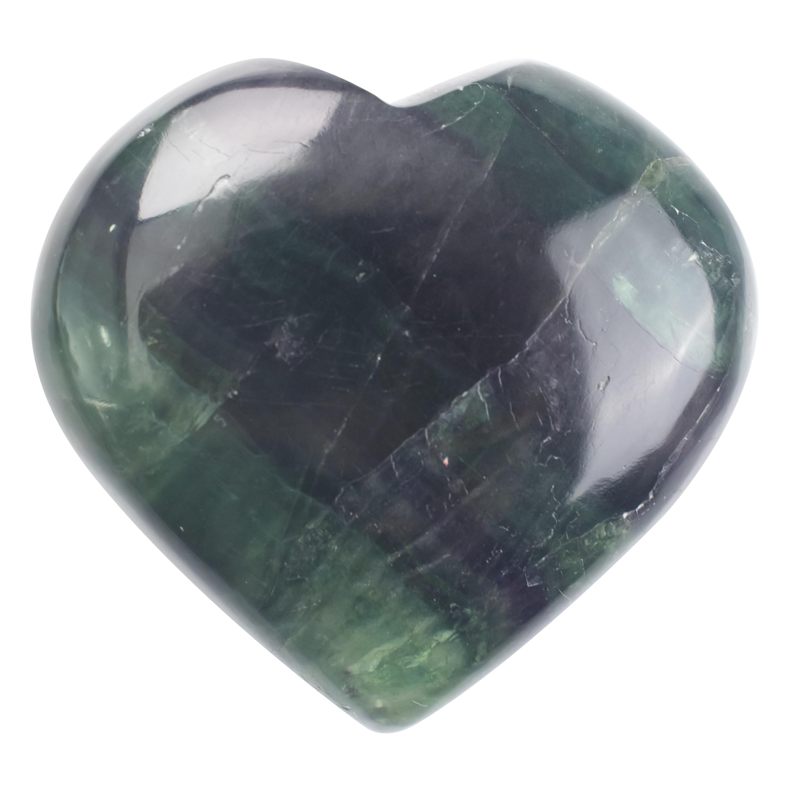 Crocon® 50mm Multi Fluorite Heart stone Big Heart Shape Puff Stones Set 450+ Carats Pocket Crystal Healing Tumble Collection Palm Worry Stone Good Luck Charm Meditation Gift Craft Home Decor — image 1