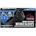 Venom Chemical-Resistant Disposable Nitrile Gloves, Black, Size Medium/Large, 100 Count