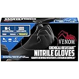 Venom Chemical-Resistant Disposable Nitrile Gloves, Black, Size Medium/Large, 100 Count