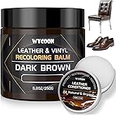 WYCOON Leather Recoloring Balm with 100ml Mink Oil Conditioner | Dark Brown Repair Kit, Dye & Color Restorer for Furniture, Sofa Car Seats, Bags | Restore Faded & Scratched Surfaces