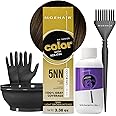 MOEHAIR Hair Coloring Kit | 5NN Permanent Hair Color (Light Brown Intense), 20 Volume Developer 6%, Coloring Brush, Gloves & Mixing Bowl | Keratin Infused Color | Gray Coverage | Adds Shines
