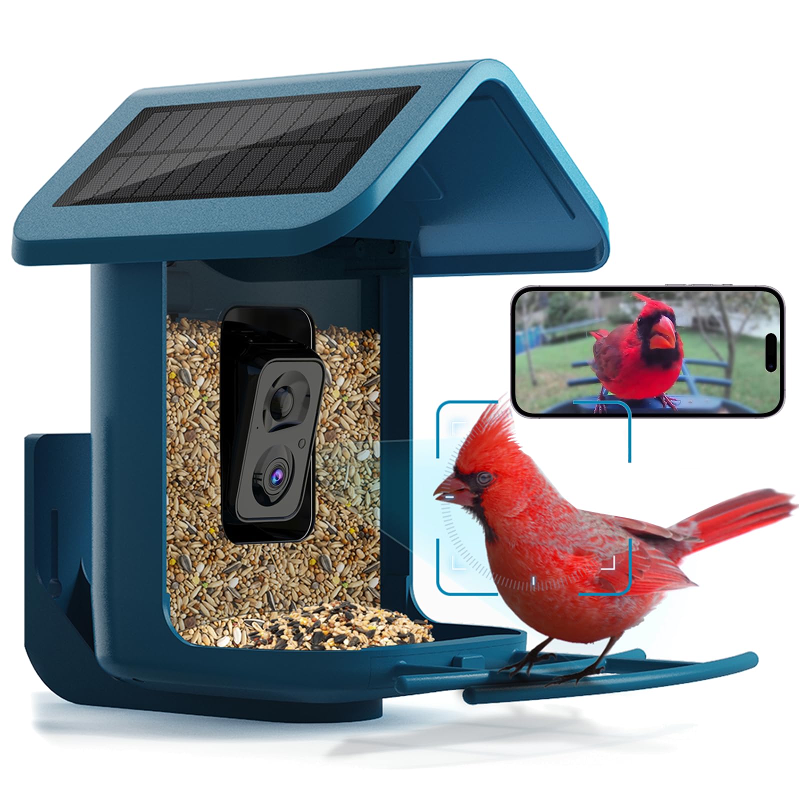Photo 1 of Bird Feeder with Camera Solar Powered : Smart Camera Bird Feeder 2K Live Steam for Outdoor, 5MP Photos, AI Identify Auto Capture Videos, 1.8L Large Capacity, Gifts for Birdlover Mom Dad