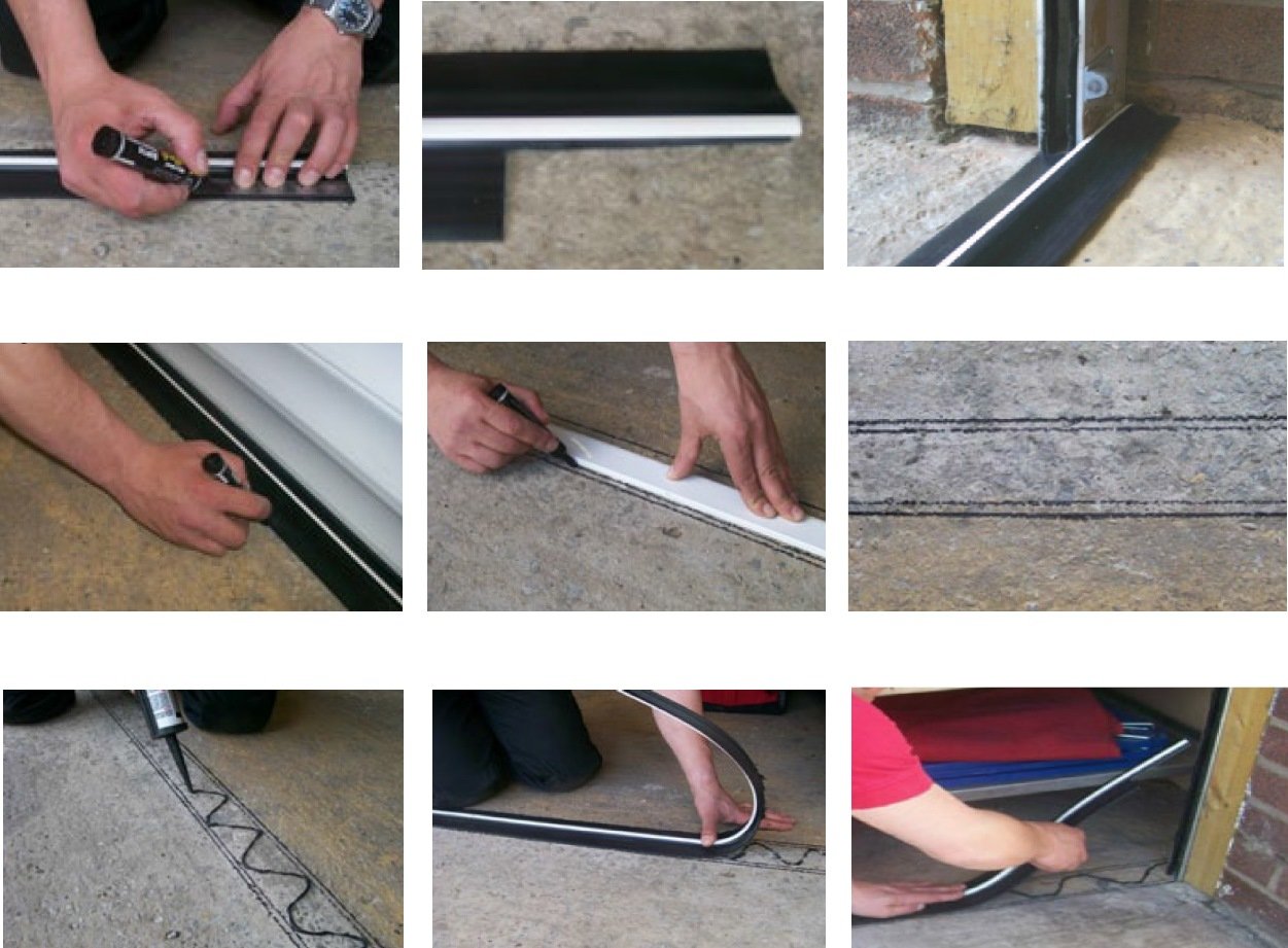 Ferretería y cerrojos para puertas 2515Mm Garaje Piso Umbral Seal Negro