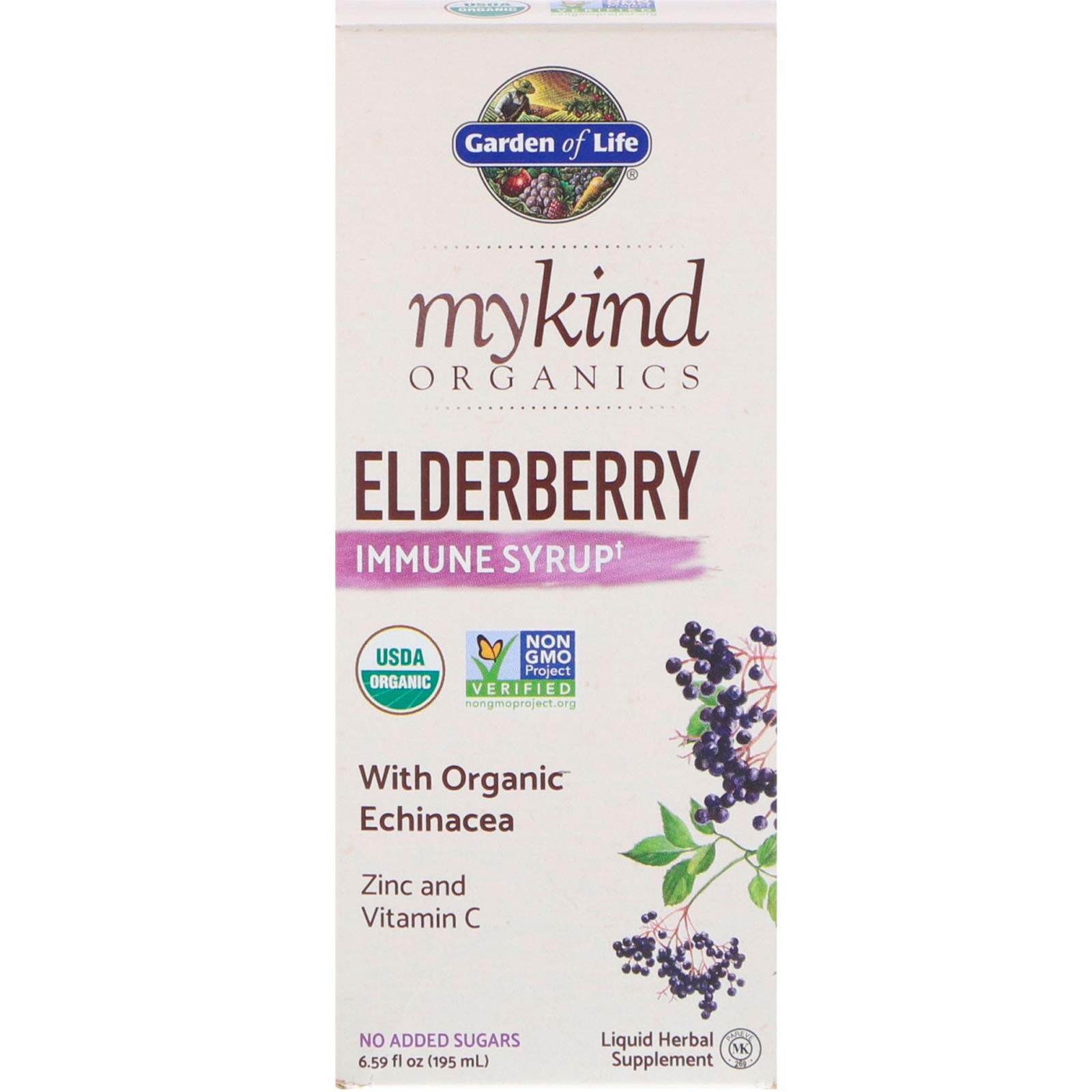 Garden of Life, MyKind Organics, Elderberry Immune Syrup, 6.5 fl oz (195 ml)