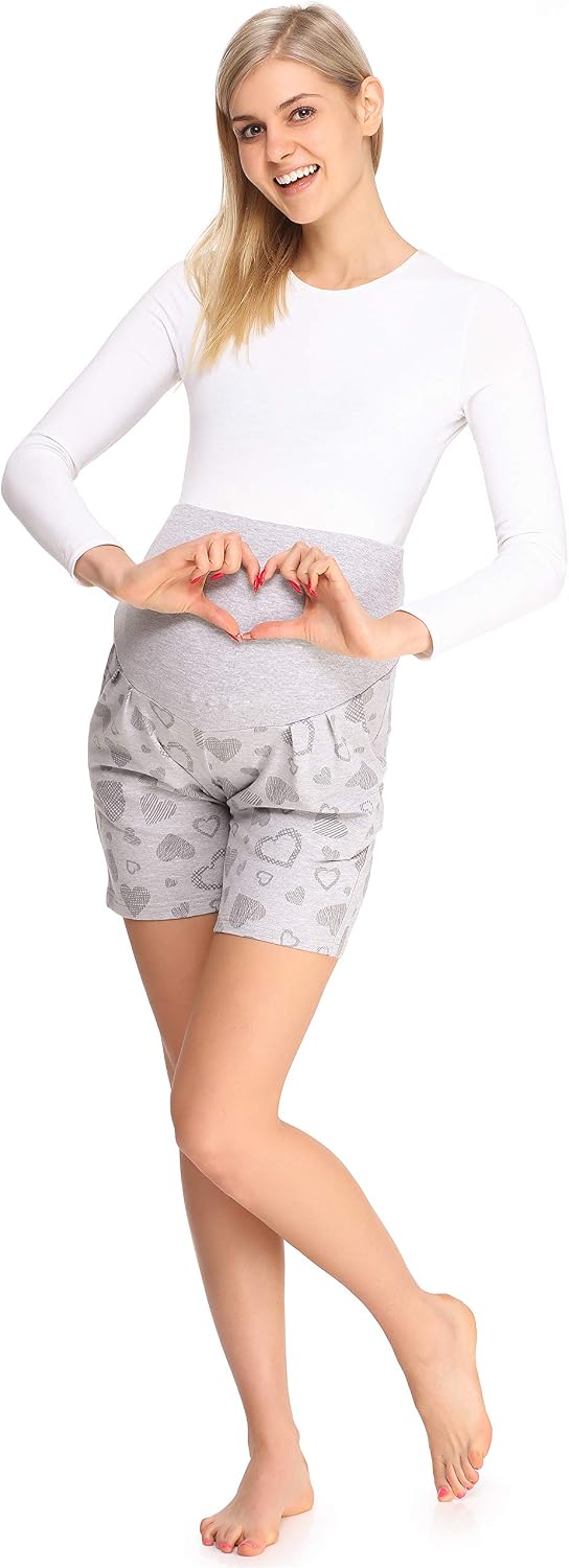 Be Mammy Women's Maternity Shorts BE20-234(Melange Hearts, XXL) - Image 5