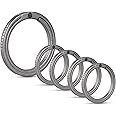 KeyUnity Titanium Flat Key Rings, 33/25/17.5mm Side Pushing Split Ring for Key Carabiner Flashlight Knife Dog ID Collar Tag