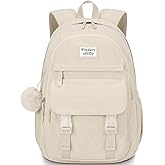 WINDARS School Backpack for Teens, Large Corduroy Bookbag Cute 15.6 Inch Laptop Bag for Girls Women Lightweight Aesthetic High School College Back Pack for Student Nurse, Beige
