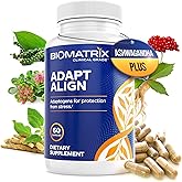 BioMatrix Adaptogen Supplement w/Ashwagandha, L-Theanine, Rhodiola, Ginseng | Cortisol Support, Stress Relief, Focus, Mood | 60 Capsules