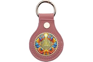 IELCJJ Premium Leather Coin Holder - Handmade Sobriety AA Coins Chip Keychain - Displays Both Sides of Sober Token Medallion Pet Challenge Coin - Pink Waterproof Scratchproof Soft PVC Key Ring