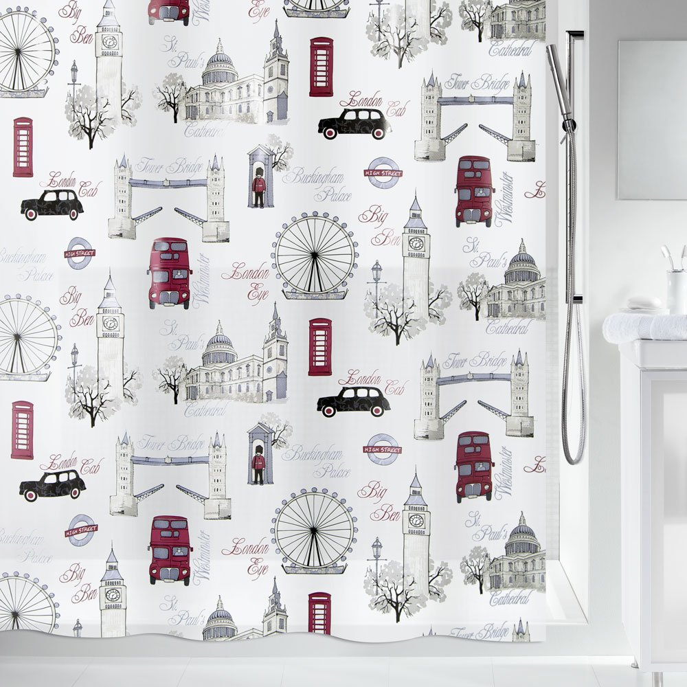 Spirella 10.17898 DV-PEVA 180 x 200 cm Westminster Shower Curtain, Sand/Red