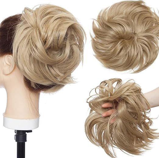 Amazon Co Jp 女性のための乱雑なアップヘアヘアバンズ人工毛ポニーテールヘアシュシュドーナツシニョンヘアピースアップヘアバンズエクステンションアッシュブロンド ホーム キッチン