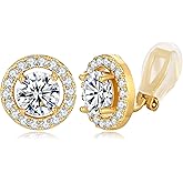 FILMOON Clip On Earrings for Women Non Pierced Cubic Zirconia Clip On Stud Earrings Round Heart Square Crystal Earring Fashion Rhinestone Jewelry