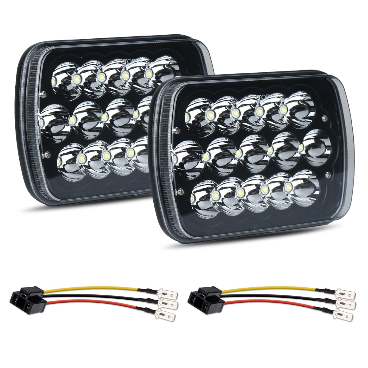 Photo 1 of H6054 Led Headlights, Compatible with Chevy Express Cargo Van 1500 2500 3500 Truck Nissan Pickup Hardbody 240SX D21 NX Ford E250 E350 Black Pair 5X7 7X6 Inch Led Headlights Hi/Lo Sealed Beam