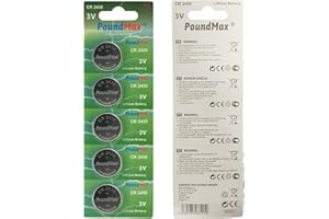 PoundMax CR 2450 Batteries 3v Lithium Button Cell Battery Combo Pack - 5 Count