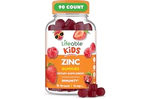 Lifeable Zinc Gummies for Kids |15mg | Great Tasting Kids Zinc Supplements | GMO Free Vegetarian Zinc Vitamins | for Healthy Skin and Immune Support for Kids and Children | 90 Gummies