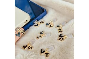 1Pc Black Letter Type-C Dust Plug, Kindle E-Reader Phone Type-C Accessory with Heart Letter N for Book Lovers, Women, Mom, Te