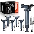 A-Premium Set of 6 Ignition Coil Pack and Iridium Spark Plugs Compatible with Toyota Camry 2002-2006, Highlander, Sienna & Lexus RX300 ES300 RX330 ES330, 3.0L 3.3L