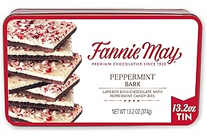 Fannie May, Premium Dark Chocolate, Peppermint Bark Holiday Candy, Holiday Gift Tin, 13.2 Oz