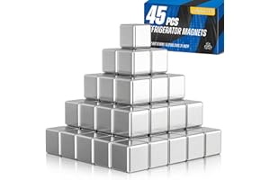 Junarter 45 Pack Rare Earth Magnets, 8x8x8mm Neodymium Magnet, Rare Earth Magnets Strong, Heavy Duty Magnets for Industrial,Tool Room,Kitchen
