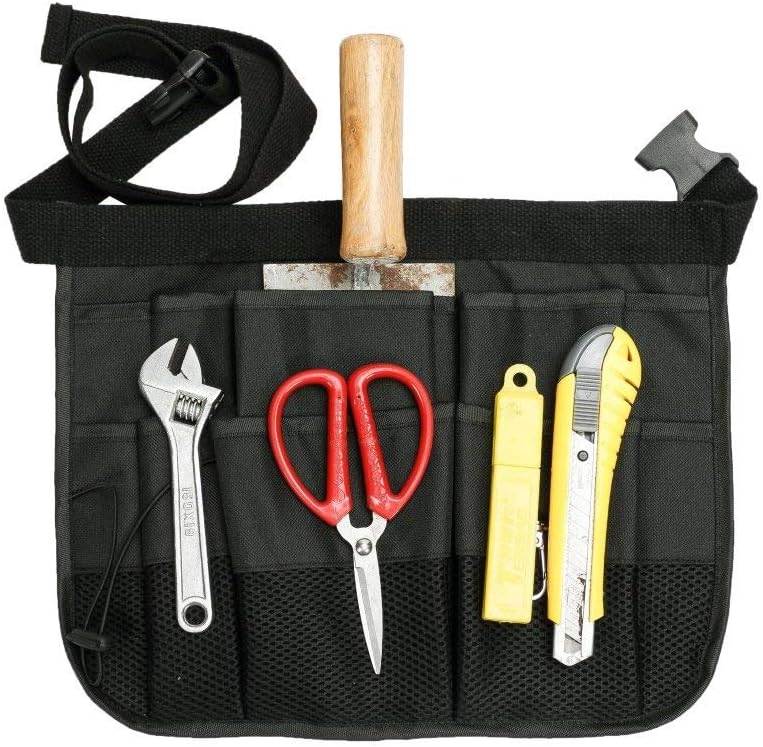 QEES Gardening Tool Apron, Oxford Cloth Adjustable Tool Pouch with Waist Belt