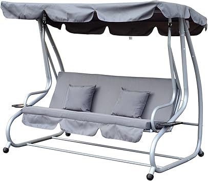 Outsunny 3 Seater Swing Chair Garden Outdoor Patio Hammock Seat Bench 2