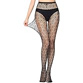 W-ZEST Tights for Women High Waist Fishnet Stockings Lace Leggings Floral Lace Pantyhose