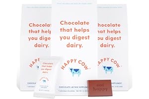 HAPPY COW DAIRY DIGESTING CHOCOLATE Happy Cow Chocolate, Fast-Acting Lactase Supplement, Dairy & Lactose Intolerance Relief, All-Natural, Made in The USA, 21ct