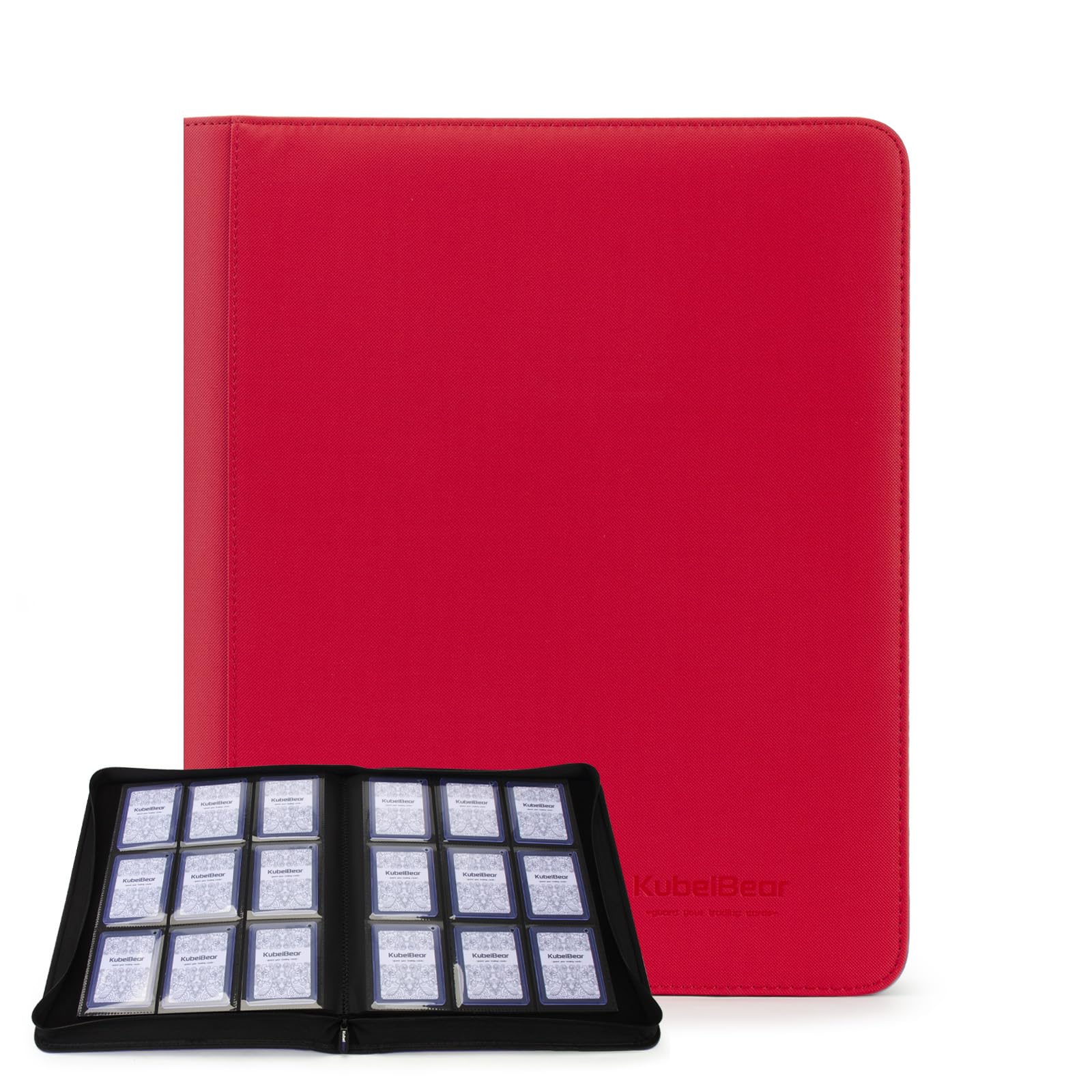 Toploader Binder – 360 Capacity, Zippered Trading Card Holder for MTG, Sports & Collectible Cards – Acid-Free, Durable & Travel-Friendly Storage (Red dots, Toploader Binder) Image
