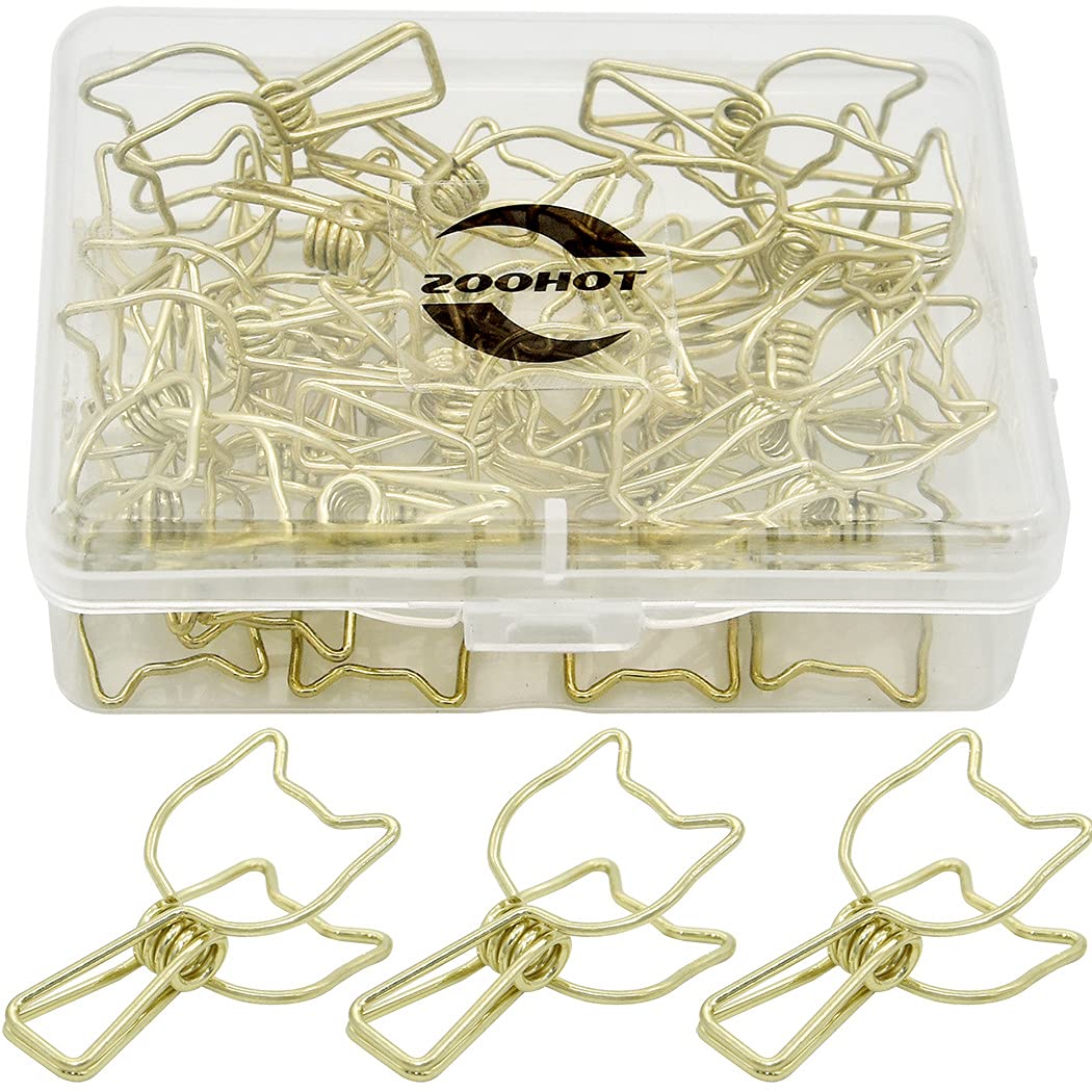 Gold Clip Cute Cat Shaped Paper Clips for Home Office Supplier School Accessories Document Organizing, Pack of 25