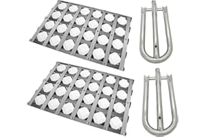 Folocy 18.125" Grill Burners Grill Briquette Tray for Alfresco ALX2-30C, ALX2-42C, ALX2-42RFG, ALX2-56, ALX2-56BFG, BBQ Pipe Tubes Ceramic Briquettes Grill Replacement Parts Stainless Steel