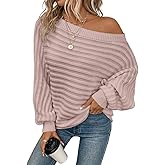 ZAFUL Womens Fall Sweaters Off The Shoulder Batwing Sleeve Textured Knit Tops Oversized One Shoulder Sweater
