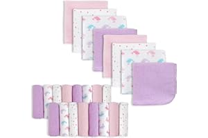 softan Baby Washcloths, 24Pack Baby Wash Cloths Extra Soft & Ultra Absorbent, Baby Towels and Washcloths Face Towel Unisex for Boys Girls Body, Washclothes Gentle on Sensitive Skin, 9x9 Pink Whale