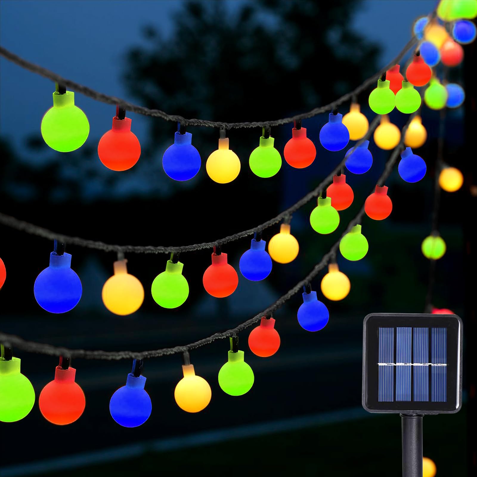 WoskjXas Solar Abrazine Light String, 12m 100LEDs Solar Decorative Lights Outdoor, Garden Lights Waterproof with 8 Flashing Modes, LED Outdoor Fairy Lights for Courtyard Garden Bar Hotel Party