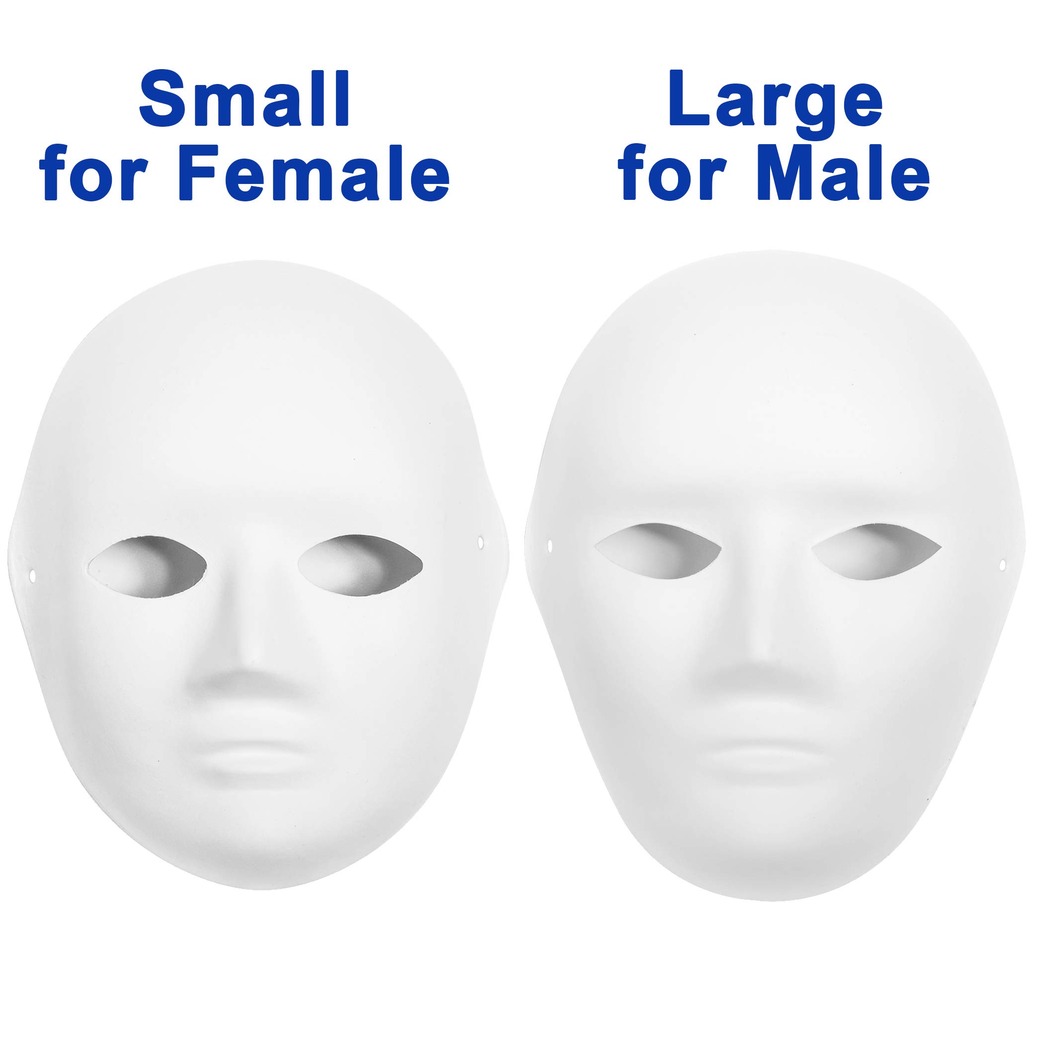 CALPALMY 14&30 Packs Paper Mache Mask - 2 Sizes for Artistic Projects, Theater, Halloween, Masquerade Parties, Classroom Art