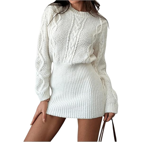CIDER Womens Ribbed Knit Sweater Dress Long Sleeve V Neck Mini Cozy Dress  Collared 2025 Fall Dresses Grey at Amazon Women's Clothing store