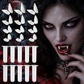 RAINFLOW 12Pairs Halloween Vampire Teeth - Fake Vampire Fangs for Cosplay | Fake Fangs Vampir Werewolf Sharp Teeth Horror Costume False Teeth Costume Accessories for Halloween Parties Cosplay Party
