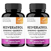 Resveratrol with Berberine Supplement For Gut Health Support | 120 Digestive Capsules For Women & Men | With Green Tea Extract, Star Anise, DGL, Grape Seed, Quercetin | Helps Ease Bloating & Digestion