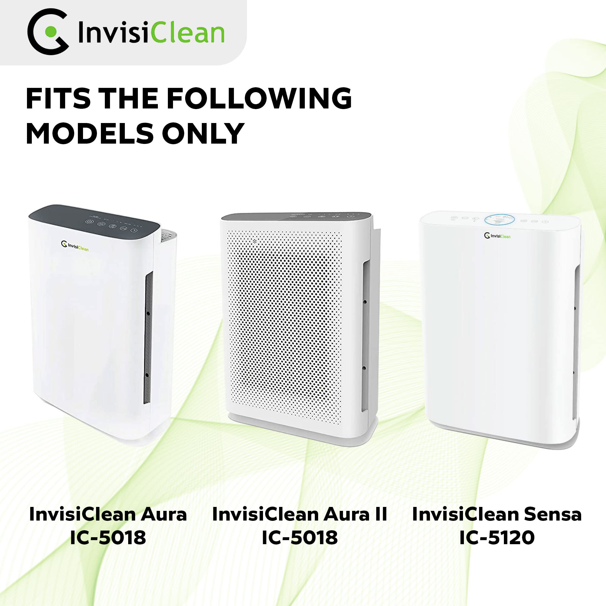 InvisiClean True HEPA/Activated Carbon Replacement Filter - Genuine Filter for InvisiClean Aura IC-5018 and Sensa IC-5120 Air Purifiers