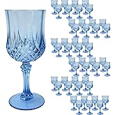Veiuwa 48 PCS Blue Plastic Wine Glasses,Reusable Plastic Wine Glasses,Blue Goblet Glass,Durable and Sturdy Cups Can Be Used for Various Parties Such as Weddings!
