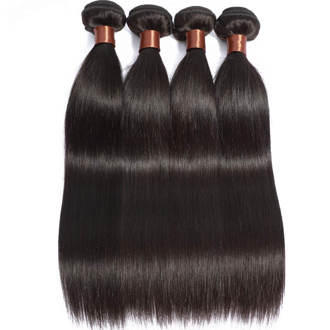 BLACKMOON HAIR Brazilian Unprocessed Human Hair 4 Bundles Straight Unprocessed Unprocessed Human Extension Weave Natural Black Color 95-100g/PC(20 22 24 26 Inch)