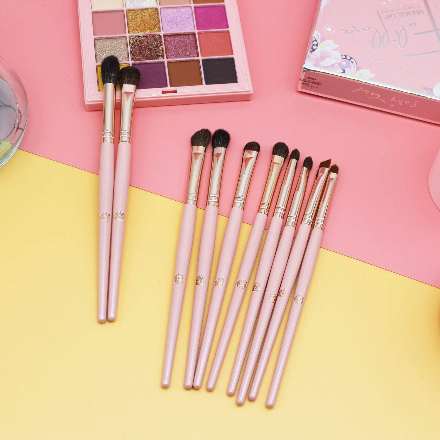 ENERGY 10-in-1 Pink Eye Brush Set, Makeup brush Set, including Eyeshadow, Eyebrow, Eyeliner, Blending, Highlighter — image 1