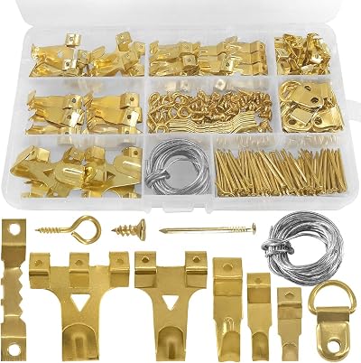 NORTHERN BROTHERS 250 Pcs Picture Hooks Hanging Kit Heavy Duty with Wire Nails