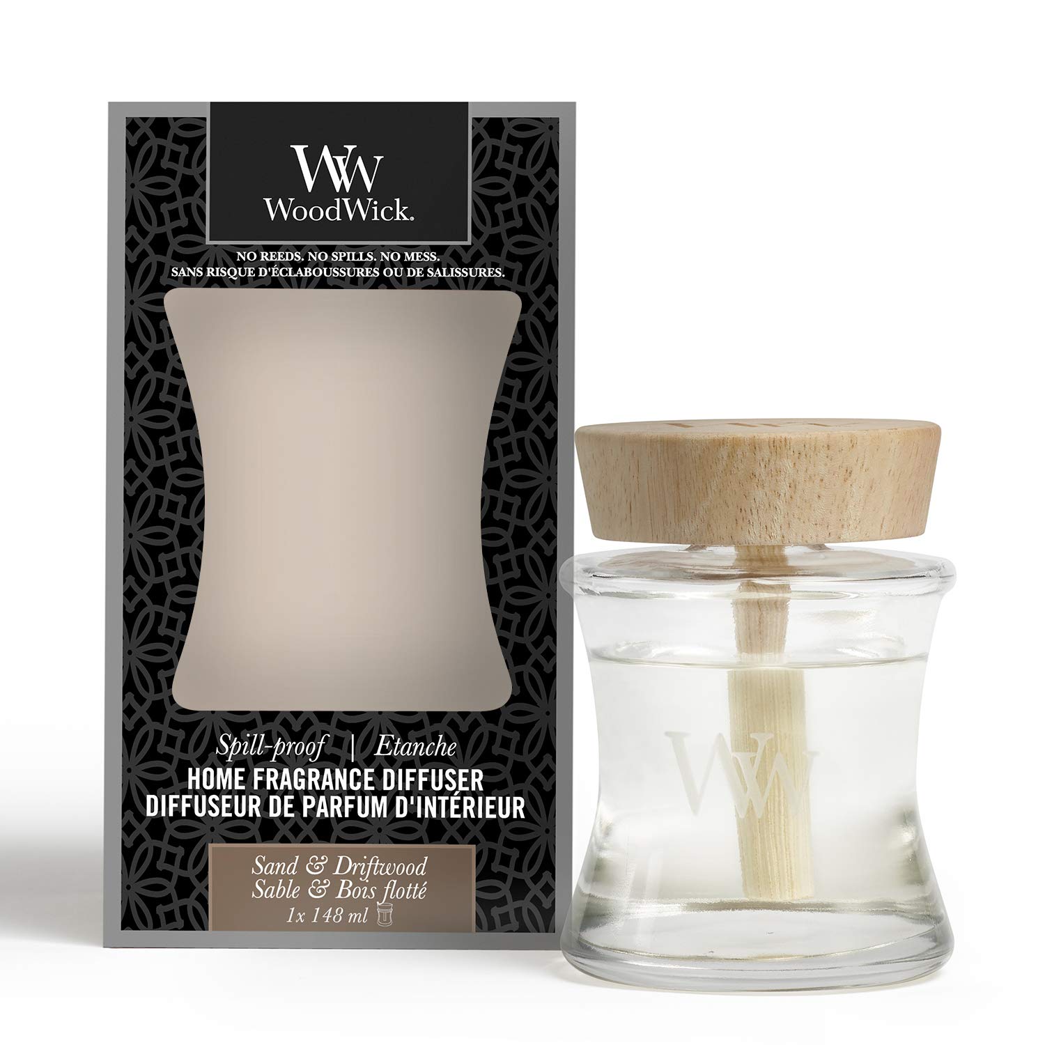 Woodwick Spill-Proof Home Fragrance Aroma Diffuser, Sand & Driftwood, 148 ml