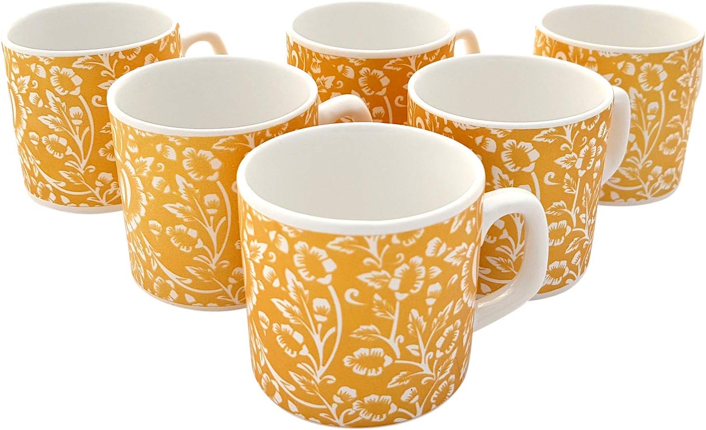 FARKRAFT Porcelain Tea Cup - 6 Pieces, Golden, 4 oz