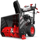 Gas Snow Blower, 26-Inch Self-Propelled Snow Blower Powered by OHV 212cc Engine, Electric Start, 13-Inch Snow Tires with LED Lights