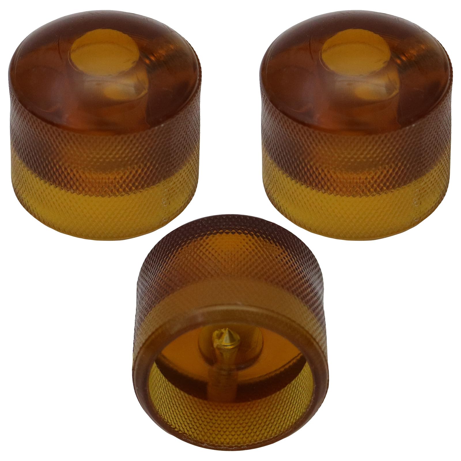 Pack of 3 6mm Round Hole Translucent Colour Domed Top Guitar Tone/Volume Control Knob (Brown)