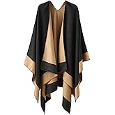 YnimioAOX Women's Shawl Wrap Poncho Sweater Open Front Cape for Fall Winter